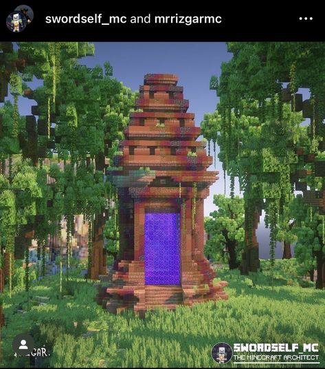 Jungle Nether Portal, Nether Portal Design, Aesthetic Buildings, Nether Portal, Playing Minecraft, Mc Builds, Portal Design, Minecraft Inspiration, Minecraft Plans