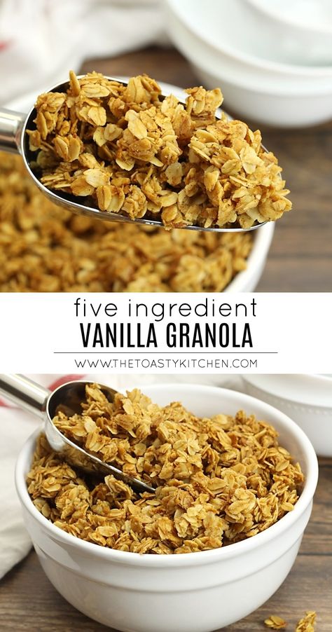 Vanilla Granola Recipe Healthy, Easy Granola Recipe 4 Ingredients, Vanilla Granola Recipe, Gluten Free Granola Recipe, Vanilla Granola, Easy Granola Recipe, Coconut Sorbet, Granola Recipe Healthy, Honey Granola