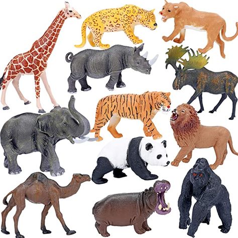 Amazon.com: Safari Animals Figures Toys, Realistic Jumbo Wild Zoo Animals Figurines Large Plastic African Jungle Animals Playset with Elephant, Giraffe, Lion, Tiger, Gorilla for Kids Toddlers, 12 Piece Gift Set : Toys & Games African Jungle Animals, Safari Toys, Animal Figurine Toys, Wild Animal Toys, Zoo Toys, African Jungle, Animal Action, Lion Tiger, Plastic Animals