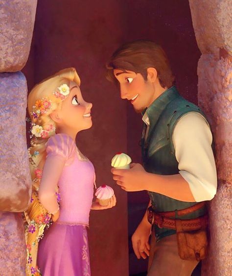 Rapunzel and Eugene Eating Cupcakes Rapunzel Y Flynn, Disney Amor, Tangled Wallpaper, Rapunzel Disney, Rapunzel And Flynn, Rapunzel And Eugene, Flynn Rider, Princess Rapunzel, Tangled Rapunzel