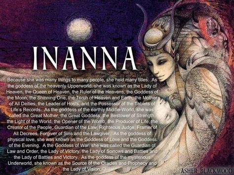 Mythology + Religion: Goddess Inanna | #MythologyAndReligion #Mythology #Inanna World Mythology, Norse Goddess, Pagan Gods, Norse Pagan, Legends And Myths, Queen Of Heaven, Ange Demon, Ancient Mythology, Egyptian Mythology