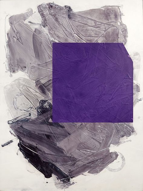 A translucent square sits on smokey cloud of energetic brush strokes of acrylic paint, marble dust, pigment and wax in this abstract painting by Ivo Stoyanov. The layered surface of this moody painting is polished into a rich satin finish. The lush, layered and boldly energetic paintings of Ivo Stoyanov have been collected in the US, Canada, Japan and Bulgaria. Stoyanov received a Masters degree in Mural Painting from the Fine Arts Academy in Sofia, Bulgaria (1990) and he has been commissioned t Moody Painting, Canvas Mixed Media, Image Moto, Purple Abstract, Art Academy, Mural Painting, Abstract Shapes, Abstract Backgrounds, Background Design