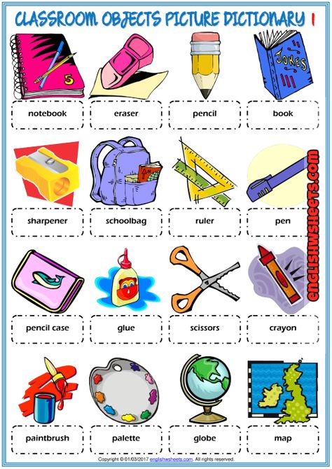 Classroom Objects ESL Printable Picture Dictionary For Kids Things In The Classroom, Vocabulary Games For Kids, Classroom Vocabulary, Ingles Kids, School Objects, Classroom Objects, Dictionary For Kids, Communication Cards, Kids Worksheet