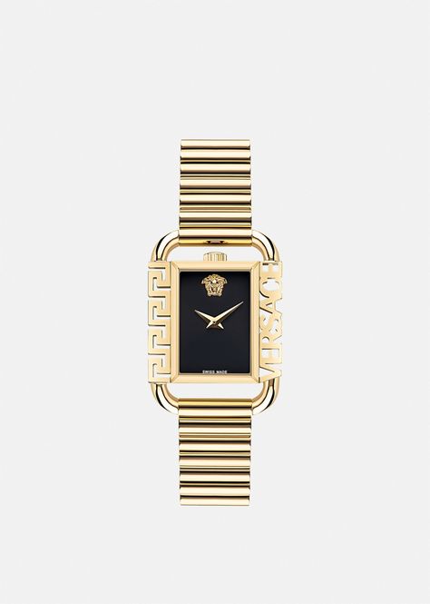 Black And Gold Watch, Luxury Clothes Men, Gold Watches Women, Versace Home, Versace Watch, High End Watches, Expensive Watches, White Watch, Royal Jewelry