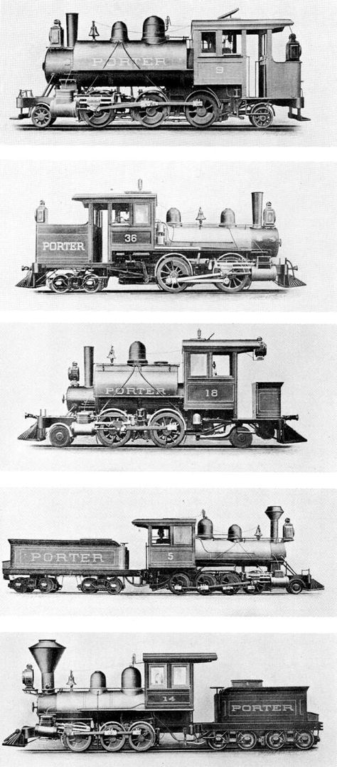 Porter Locomotives. Train Locomotive, Steam Locomotive Drawing, Locomotive Train, Old Locomotive, Train Vintage, Old Trains Steam Locomotive, Steam Train, Locomotive Engine, Steam Trains Photography