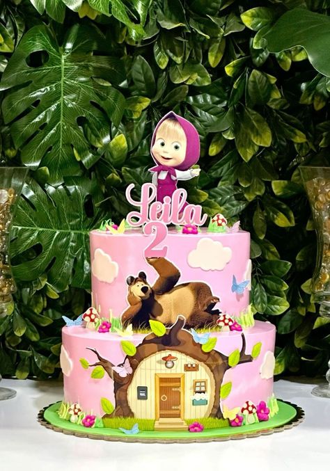 Masha Cake Birthday, Masha Birthday Cake, Masha Cake, 1st Birthday Cake Designs, Bon Voyage Cake, 1st Year Cake, Candyland Cake, Masha And The Bear, Baby Birthday Cakes