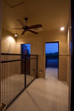 Nice kennel fencing for indoors, plus the automatic watering station Garage For Dogs, Dog Kennel Inside Garage, Indoor Fence For Dogs, Inside Outside Dog Area, Dog Containment Ideas Indoor, Dog Room With Outdoor Access, Garage Dog Area, Indoor Kennels For Dogs, Dog Area In Garage