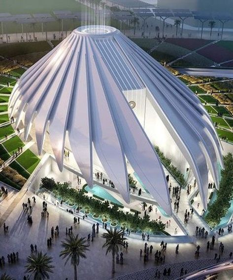 Santiago Calatrava, Pavilion Architecture, Santiago Calatrava Architecture, Dubai Architecture, Futuristic Building, Arsitektur Masjid, Pavilion Design, Unusual Buildings, Expo 2020