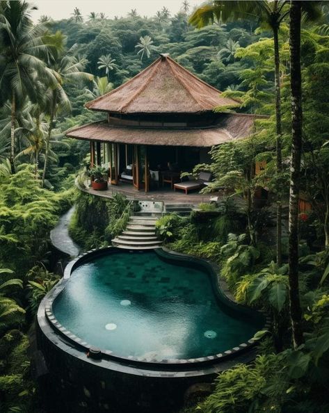 Bali Aesthetic Villa, House With Pool Design, Bali Houses, Goals Motivation Quotes, Tiny House With Pool, Millionaire Affirmations, Resort Concept, Dubai Summer, Bali Architecture