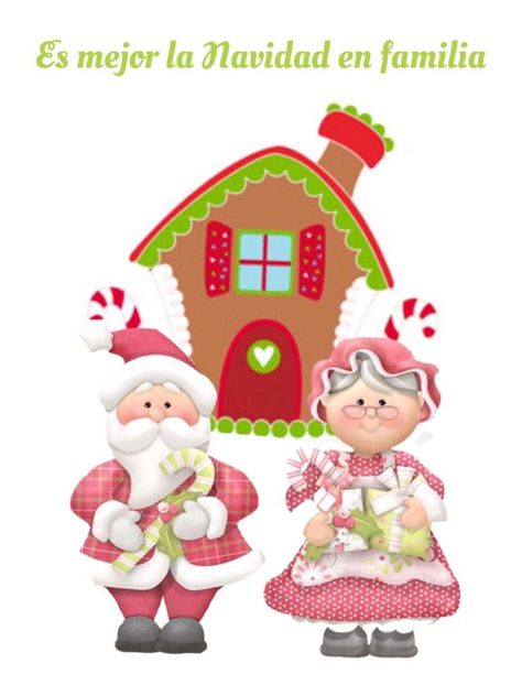 Santa y Sra Claus frente a casita Mrs Claus, Santa Claus, Novelty Christmas, Christmas Ornaments, Holiday Decor, Christmas, Natal