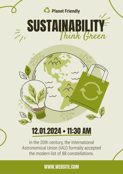 Creative Hand-drawn Sustainability Think Green Poster Green Revolution Poster, Clean And Green Poster, Sustainable Development Poster, Binder Organization School, Organization School, Green Poster, Eco Green, Environment Day, World Environment Day