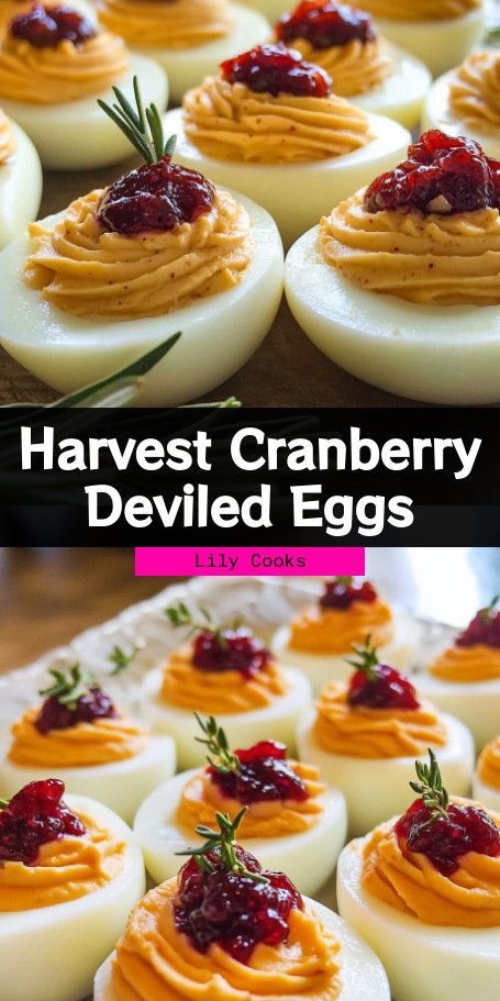 Thanksgiving Harvest Deviled Eggs Recipe - Festive Appetizer with Cranberry Twist Discover a festive twist on a classic with Thanksgiving Harvest Deviled Eggs, blending creamy yolks with savory herbs and a sweet hint of cranberry. Perfect for your holiday spread, these delightful appetizers are sure to impress your guests this Thanksgiving! Ideal for adding a touch of autumn flavor to any gathering. #Thanksgiving #HolidayAppetizers #CranberryFlavors ..... Deviled Egg Ideas For Thanksgiving, Whole 30 Thanksgiving Appetizers, The Best Thanksgiving Appetizers, Thanks Appetizers Ideas, Delived Eggs Thanksgiving, Non Traditional Deviled Eggs, Thanksgiving Recipes Different, Individual Thanksgiving Appetizers, Special Thanksgiving Dishes