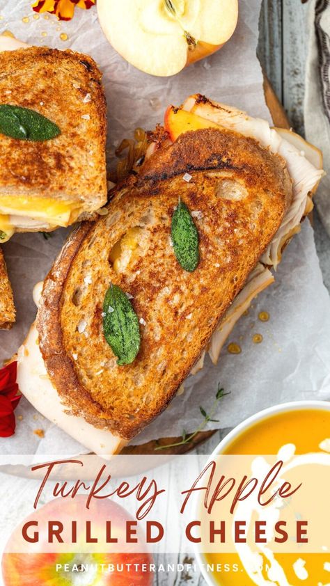 Turkey Apple Grilled Cheese Sandwich - Peanut Butter and Fitness Sourdough Turkey, Apple Grilled Cheese, Cheddar Sandwich, Apple Casserole, Turkey Apple, Coconut Cream Recipes, Apple Cheddar, Deli Turkey, Turkey Cheese