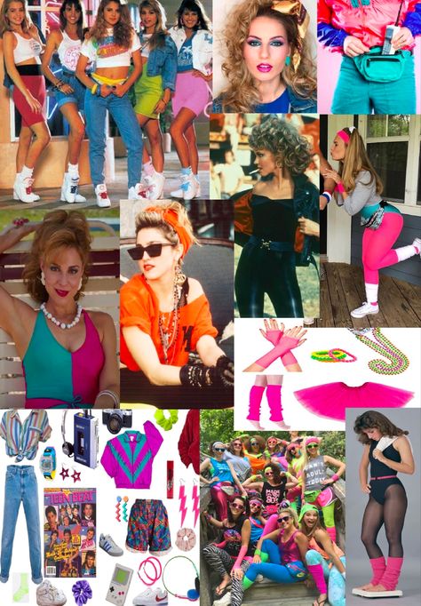 Decade Outfits Spirit Week, Costume Année 80, 80s Outfits Party, 80s Themed Outfits, Decade Outfits, 80s Aesthetic Outfits, Moda Disco, 80s Theme Party Outfits, 80s Fashion Party