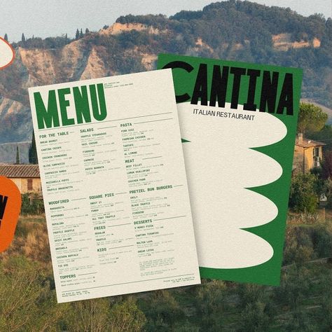 CANTINA Visual Identity by @thelimstudio 👏⁠ ⁠ #youcreativemedia #visualidentity #visualidentitydesign #graphicdesign #artdirection Menu Design Inspiration, Illustrator Typography, Cafe Menu Design, Mises En Page Design Graphique, Restaurant Identity, Pizza Branding, Coffee Shop Branding, Menu Layout, Cafe Branding