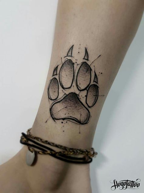 Wolves Running Tattoo, Dog Tree Tattoo, Animal Paw Tattoo, Lion Paw Tattoo, Wolf Paw Tattoo, Geometric Bear Tattoo, Wolf Paw Tattoos, Wolf Girl Tattoos, Pet Tattoo Ideas