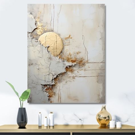 Designart "Grey And White Nature Split II" Abstract Shapes Wall Art - Bed Bath & Beyond - 40802516 Shapes Wall Art, Sculpture Art Projects, Colorful Canvas Art, Diy Abstract Canvas Art, Abstract Art Diy, White Nature, Abstract Art Inspiration, Plaster Art, Art Texture