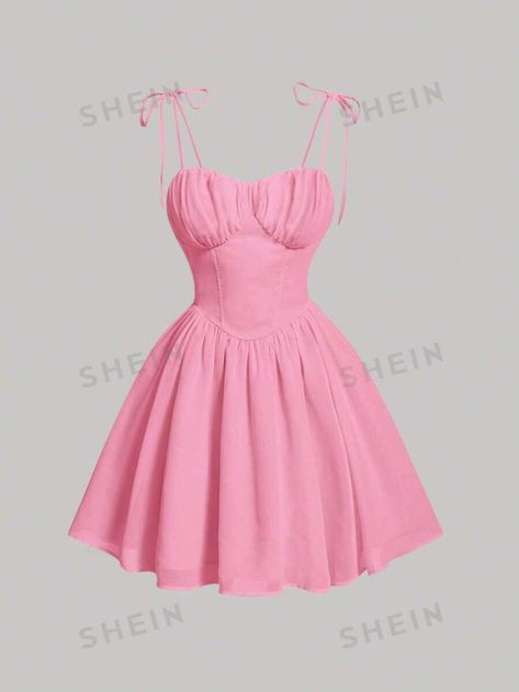 SHEIN USA Pink Picnic Outfit Ideas, Short Picnic Dress, Pink Picnic Outfit, Pink Dinner Outfit, Pink Picnic Dress, Dinner Dresses, Short Sundress, Romantic Fashion, Pink Dress Short