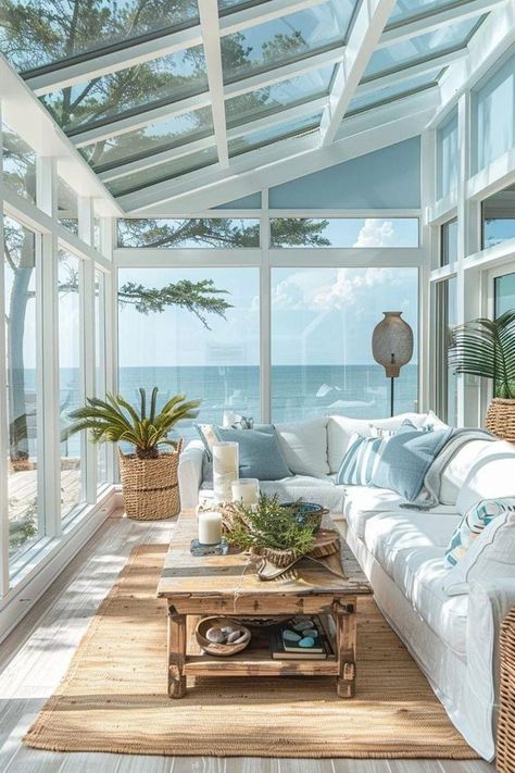 Sunroom Extension, Beach Palette, Outdoor Decor Ideas, Dream Life House, Shore House, Dream Beach Houses, Extension Ideas, Beach House Interior, Dream House Rooms