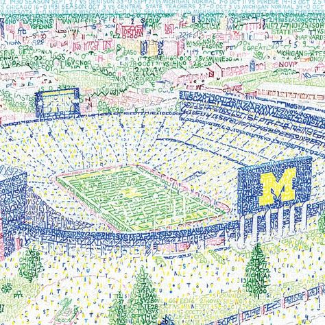 Michigan Stadium Word Art | Wolverines Gifts & Decor - Art of Words Dorm Canvas Art, Dorm Canvas, Wolverine Poster, Michigan Stadium, Michigan Poster, Art Prints Decor, Word Art Poster, Posters Decor, New York Wall Art