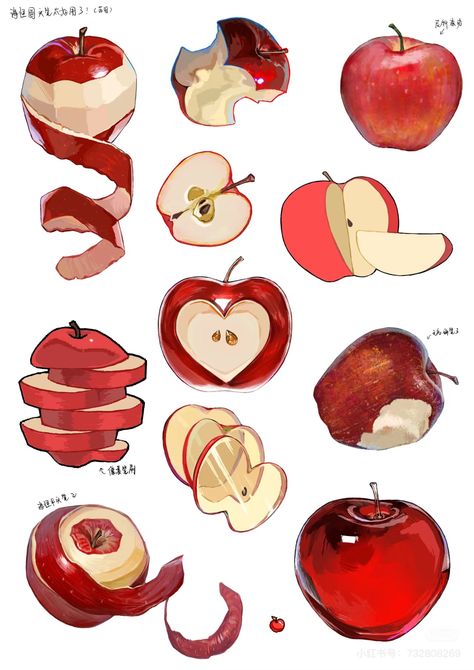 Digital Art Shading Techniques, Color Pencil Digital Art, Someone Cooking Drawing, Food Illustrations Tutorial, Shading Reference Object, Apple Digital Art, Rendering Techniques Digital, How To Shade Abs Digital, Soup Effect