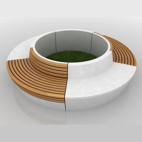 Circular | Wood Line Urban Furniture Bench, Circular Bench, Tree Seat, Planter Bench, Tree Bench, Round Garden, Paving Design, Concrete Bench, Diy Raised Garden