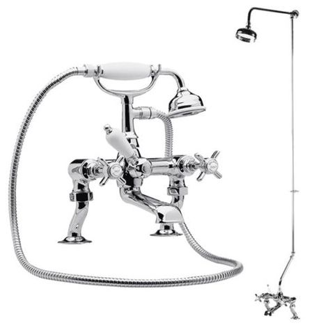 Premier-Traditional-3-4-Cranked-Bath-Shower-Mixer-tap-Rigid-Riser-Kit-Chrome Bath Mixer Taps, Traditional Baths, Bath Shower Mixer Taps, Bath Shower Mixer, Bath Mixer, Bathroom Taps, Shower Mixer, Bath Taps, Vintage Telephone