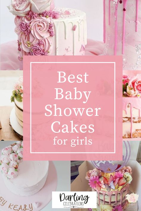 The prettiest Baby Shower cakes for girls from the most talented bakers all over the world. Get inspired with these stunning Baby Girl cakes. #babyshowercakes #girlbabyshowercakes #babyshowercakeforgirls #babyshowercakeideas #prettybabyshowercakes Baby Shower Cakes Girl Simple, Babyshowercakes Cake Designs, Baby Shower Cakes Simple, Small Baby Shower Cake, Baby Girl Cake Ideas, Baby In Bloom Cake Ideas, Elegant Baby Shower Cakes, Girl Baby Shower Cake Ideas, Baby Shower Cake Ideas Unique