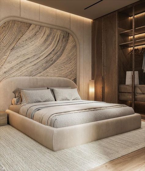 Bed Panelling Modern Luxury, Bed Panelling Modern, Side Table Ideas Bedroom, Carpet Ideas Bedroom, Bedroom Design Elegant, Table Ideas Bedroom, Bedroom Wall Panelling, Bedroom Side Table Ideas, Wall Panelling Ideas