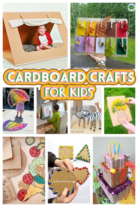 Grab all your boxes because today we have 30 cardboard projects- all kid’s craft! Children will love creating and playing with all these fun ideas! Cardboard Crafts For Kids, Cardboard Boxes Kids, Cardboard Guitar, Cool Forts, Cardboard Projects, Artist Tools, Mommy Ideas, S Craft, Spring Crafts For Kids