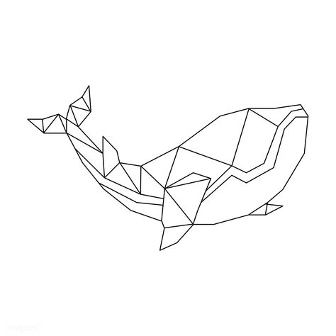 Linear illustration of a whale | premium image by rawpixel.com / poyd Geometrical Art, Linear Illustration, Geometric Art Animal, Polygon Art, Tape Art, Geometric Drawing, Pola Sulam, A Whale, Geometric Animals