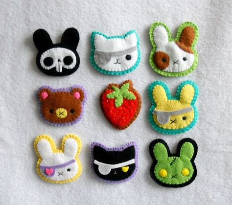 Kawaii Brooch, Kawaii Crafts, Felt Patch, Kawaii Diy, Cute Sewing Projects, Felt Craft, Kraf Diy, Felt Brooch, Felt Diy