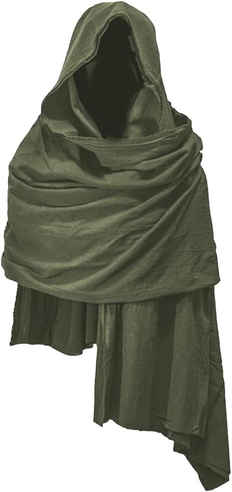 Amazon.com: JCBFUME Cowl Hood Scarf Rogue Hood Medieval Cloak Renaissance Costume Men Neck Warmer Hooded Cape Hat Cyberpunk Accessories (Blue) : Clothing, Shoes & Jewelry Cloaked Man Art, Male Fantasy Clothing Design, Male Fantasy Clothing, Mens Cloak, Cyberpunk Accessories, Shark Clothes, Hooded Cowl Scarf, Larp Inspiration, Fair Costume