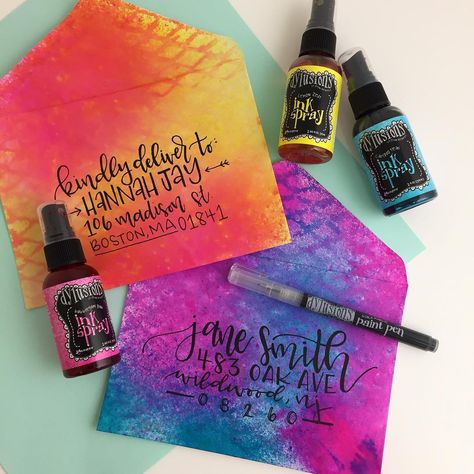 Brighten up your 🐌✉️ with Dylusions Ink Sprays and Dylusions Paint Pens! #rangerink #dylusions #dylusionsinkspray #paintpens #snailmail Dylusions Ink Sprays, Ranger Ink, Paint Pens, Spray Painting, Pen And Ink, Spray, Pen, Better Living, Paint