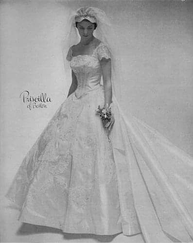 Priscilla of Boston (1950's) Priscilla Of Boston Wedding Gowns, Priscilla Of Boston Wedding Dresses, Country Wedding Groom, Vintage Bridal Accessories, Vintage Weddingdress, Boston Vintage, Priscilla Of Boston, 1950s Wedding Dress, Interracial Wedding