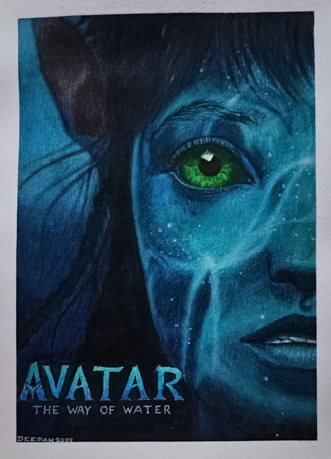 Avatar The Way Of Water Painting, Avatar Painting, Way Of Water Avatar, Drawing Avatar, Movie Canvas Painting, Water Avatar, Avatar Drawing, Pencil Drawing Images, Avatar Video