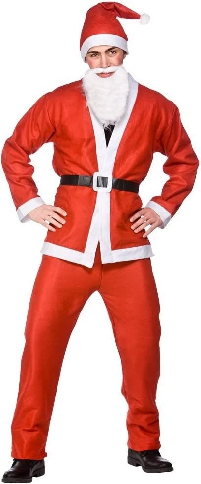 Amazon.com: Budget Santa Suit 5pc Adult Costume Plus Size xmas fancy dress : Clothing, Shoes & Jewelry Xmas Fancy Dress, Xmas Costumes, Christmas Dress Up, Christmas Fancy Dress, Santa Claus Costume, Red Trousers, Santa Suit, Santa Costume, Elf Clothes