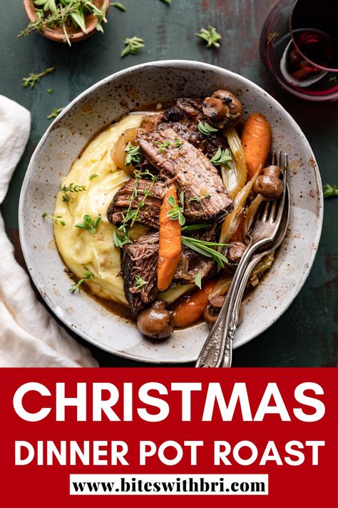 Pot Roast For Christmas Dinner, Christmas Roast Slow Cooker, Christmas Roast Beef Dinner Crock Pot, Pot Roast Dinner Ideas Meals, Christmas Roast Dinner Crock Pot, Holiday Pot Roast Crock Pot, Christmas Pot Roast Recipes, One Pot Christmas Dinner, Pot Roast Christmas Dinner