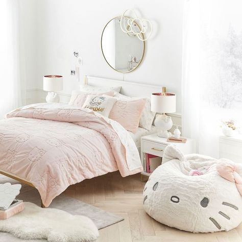 Hello Kitty Aesthetic Room Decor, Hello Kitty Sheets, Hello Kitty Teen Room, Hello Kitty Kids Room, Aesthetic Hello Kitty Room, Hello Kitty Baby Room, Hello Kitty Bedroom Aesthetic, Hello Kitty Closet, Hello Kitty Room Decor Bedroom Ideas