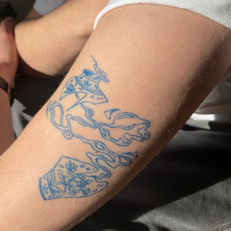 Bad Tattoos, Patchwork, Evolving Tattoo, Blue Ink Tattoos, Mushroom Tattoos, Calligraphy Tattoo, Chinese Tattoo, Blue Tattoo, Healing Tattoo