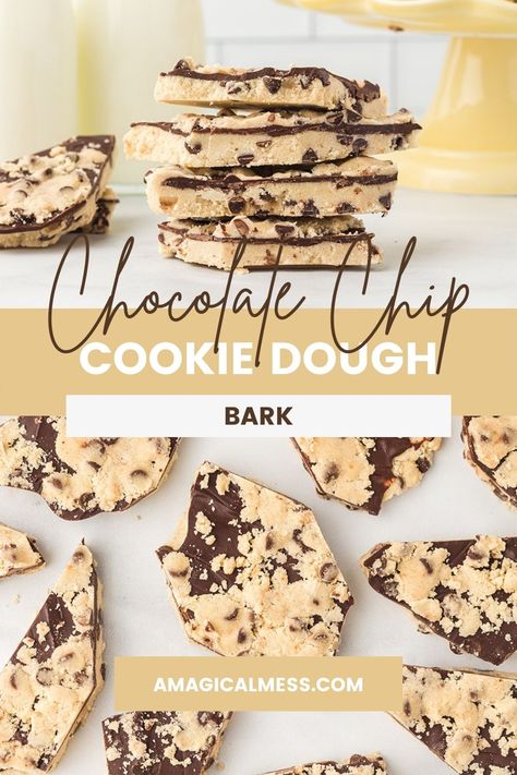 Chocolate Bark Candy, Cookie Dough Bark, Candy Bark Recipes, Bark Candy, Edible Cookie Dough Recipe, No Bake Cookie Dough, Chocolate Bark Recipe, Best Chocolate Chip Cookies Recipe, Candy Recipe