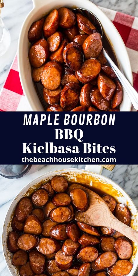 Crockpot Keilbasa Recipes, Recipes With Maple Sausage, Bbq Kielbasa, Kielbasa Bites Recipe, Kielbasa Appetizer, Polish Sausage Recipes, Kielbasa Bites, Sausage Appetizers, Meatball Recipes Crockpot