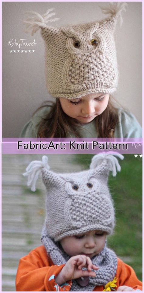 Knit Kids Owl Hat Patterns - Owl Hat Knitting Pattern "Chouette" Hat Knitting Patterns Free, Owl Knitting Pattern, Kids Hats Patterns, Baby Hat Knitting Patterns Free, Knitted Owl, Kids Knitting Patterns, Baby Hat Knitting Pattern, Knitted Hats Kids, Hat Knitting Pattern