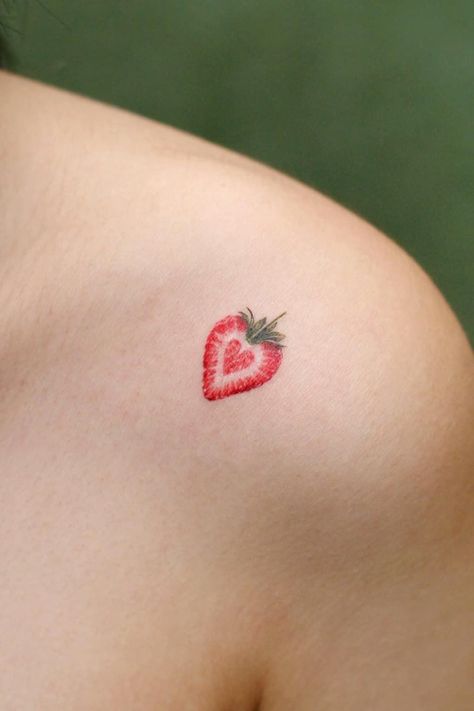 37 Best Strawberry Tattoo Ideas Strawberry Tatoos Black, Strawberry Color Tattoo, Strawberry House Tattoo, Strawberry Hearts Tattoo, Strawberry Wrap Around Tattoo, Strawberry Floral Tattoo, Strawberry Butterfly Tattoo, Strawberry Tattoos Small, Minimal Strawberry Tattoo