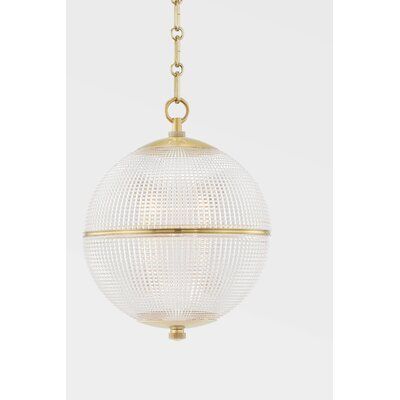 Polished form and a restrained aesthetic lend a sense of opulence to this transitional design. An expansion of the sphere series, these styles feature brilliant holophane glass and metal accents that add a level of understated luxury. Available in three finishes and sizes. Hudson Valley Lighting Finish: Aged Brass, Size: 22.75" H x 18.25" W x 18.25" D Hudson Valley Lighting Sphere No. 3 Pendant by Mark D. Sikes - Pendant Lights in Aged Brass | Size 22.75" H x 18.25" W x 18.25" D | Birch Lane Powder Room Pendant Lighting Brass, Opal Globe Chandelier, West Elm Sculptural Glass Globe Pendant, Brass Sphere Light, Brass Pendant Light Kitchen 20’, Mark D Sikes, Globe Pendant Light, Understated Luxury, Metal Accents