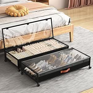 Under Storage Bed, Under Bed Book Storage, Shoe Storage Under Bed, Under Bed Shoe Storage Ideas, Underbed Storage Ideas, Rolling Under Bed Storage, Underbed Storage With Wheels, Underbed Shoe Storage, Storage With Wheels