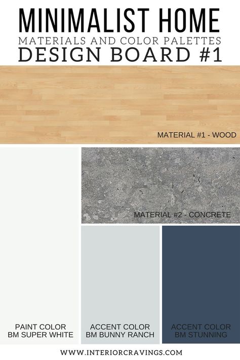 INTERIOR CRAVINGS MINIMALIST HOME ESSENTIALS MATERIALS AND COLOR PALETTES MINIMALIST DESIGN BOARD 2 Concrete Paint Colors, Materials Board Interior Design, Interior Design Tools, Interior Design Minimalist, Interior Colors, House Color Palettes, Interior Design Color, Paint Color Schemes, Minimalist Home Interior