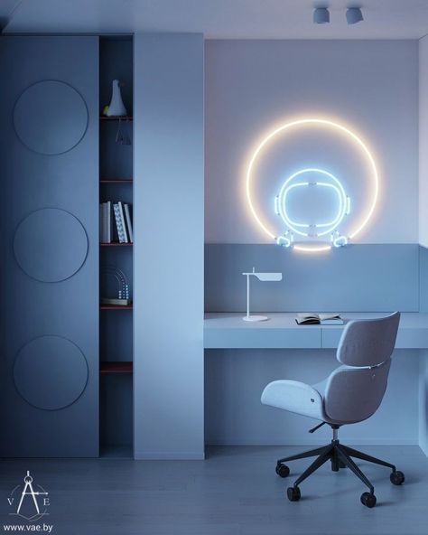 Space Theme Interior Design, Gaming Bedroom Design, Contemporary Kids Bedroom, Lighting Home Office, Bedroom And Study, Home Architect, Boys Room Design, Themed Kids Room, Stylish Bedroom Design