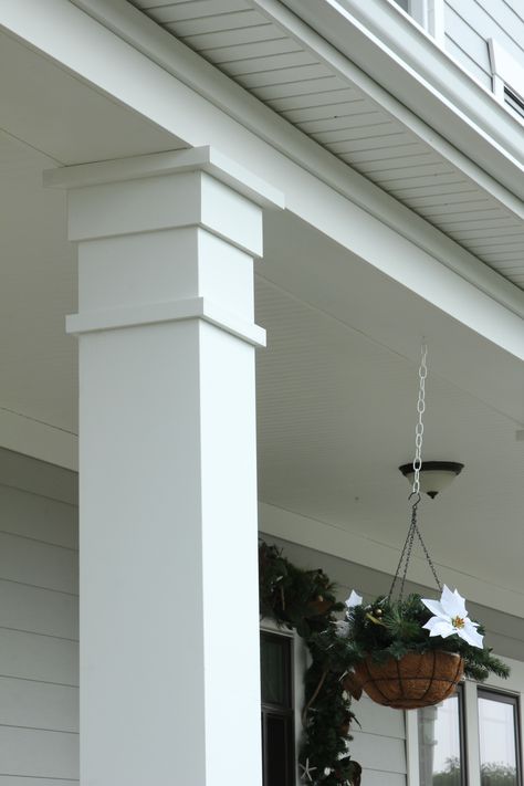 Cellular PVC column wrap introduction - QUALIFIED REMODELER Column Wrap Ideas, Porch Column Wraps, Front Porch Pillars, Pvc Column Wraps, Porch Rails, Craftsman Columns, Royal Building, Column Cladding, Porch Gate