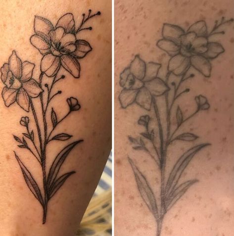 Fine Line Tattoo- 1 Year Old Single Needle Tattoo, Tattoo People, Fine Line Tattoo, Healing Tattoo, Laser Tattoo, Old Tattoos, Line Tattoo, Laser Tattoo Removal, Fine Line Tattoos